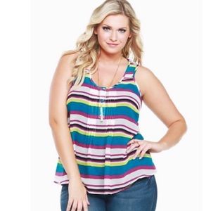 Torrid Sheer Striped Tank with Keyhole Back